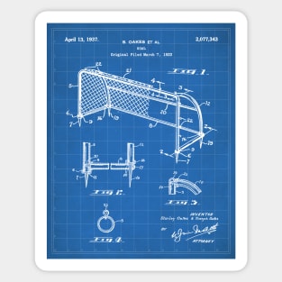 Soccer Patent - Soccer Goal Art - Blueprint Sticker